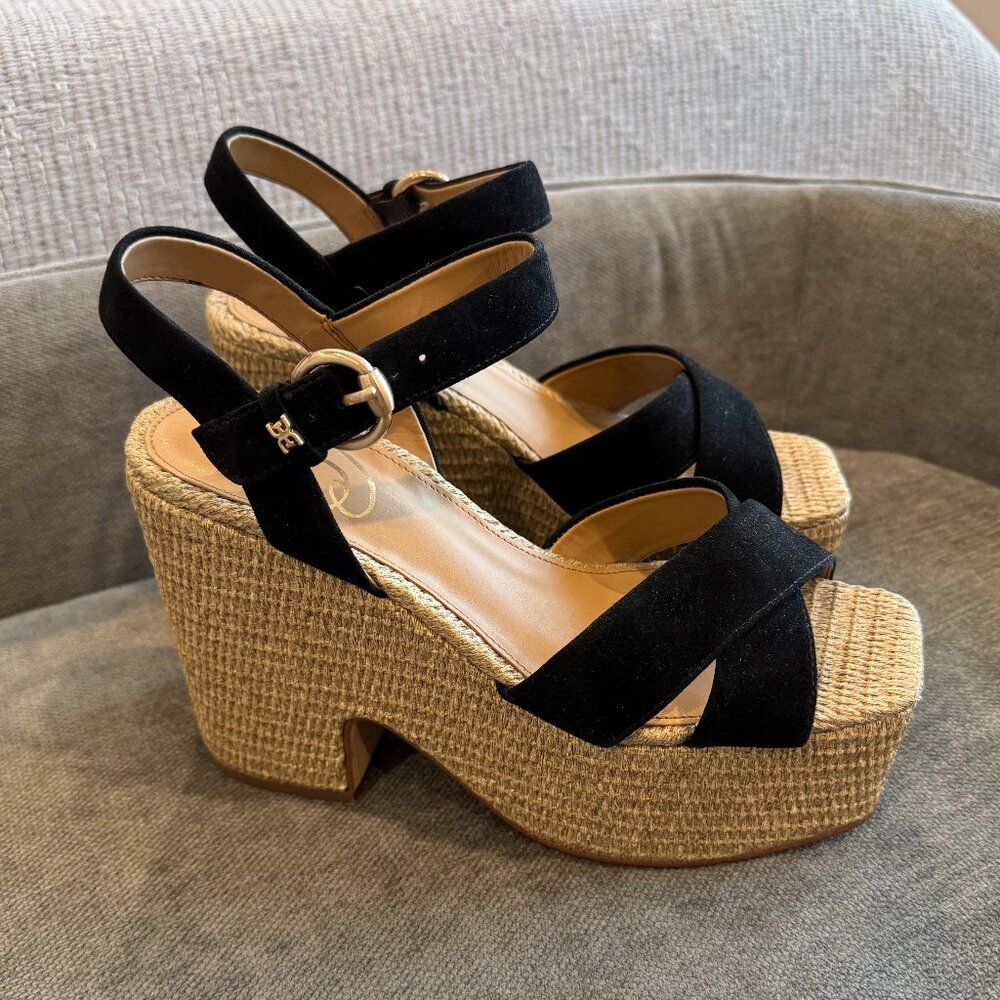Sam Edelman Black Trianna Strappy Espadrille Platform Sandals